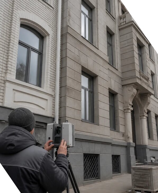 Лазерное сканирование фасадов зданий для обследования в Великом Устюге